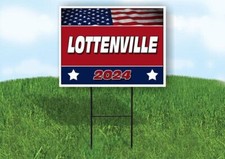 LOTTENVILLE FLAG RED 2024 18inx24in Yard Road Sign w/ Stand