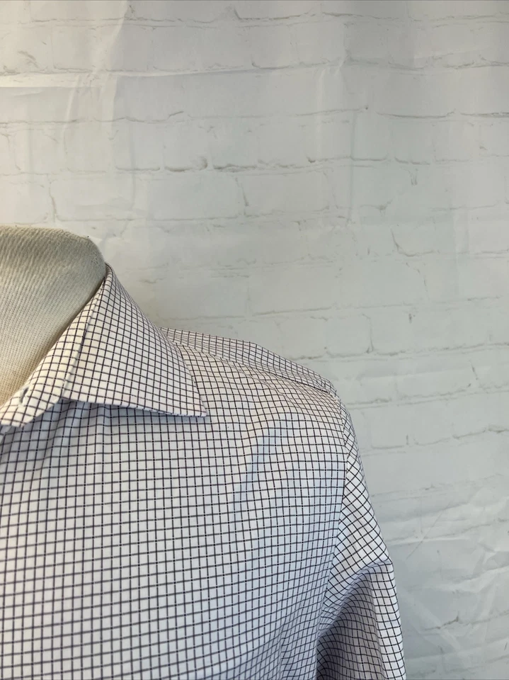 超修身 Thomas 粉色男式紫色格子正装衬衫 16.5 - 34/35 $125 — 第 2/4 张图片