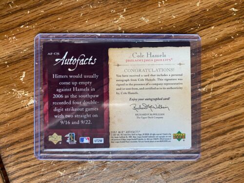 2007 Upper Deck Artifacts #AF-CH Cole Hamels Auto Phillies Autofacts - Picture 2 of 2