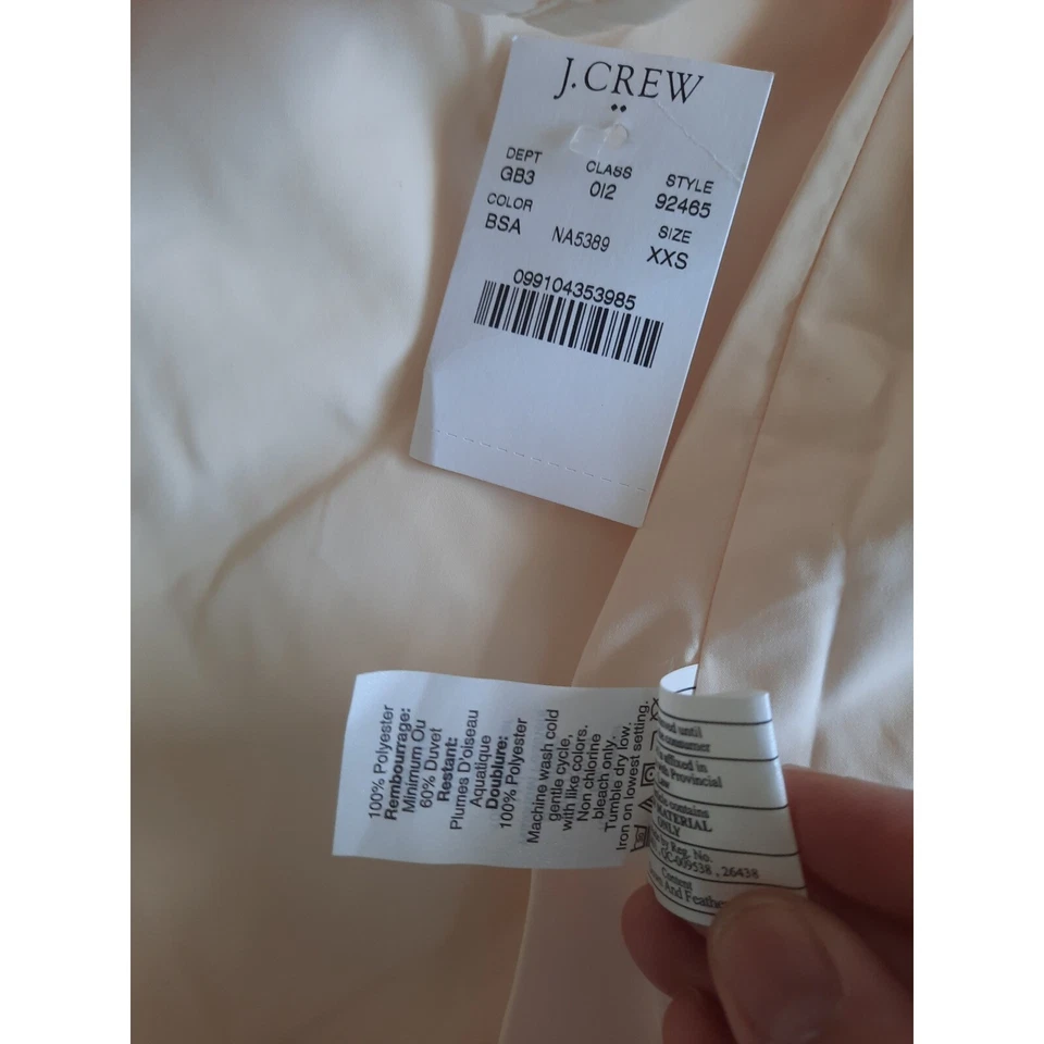 J. Crew Women's 2XS Cream Pure Polyester Duvet Waffle Zip-up Puffer Vest Jacket - Image 2 of 4