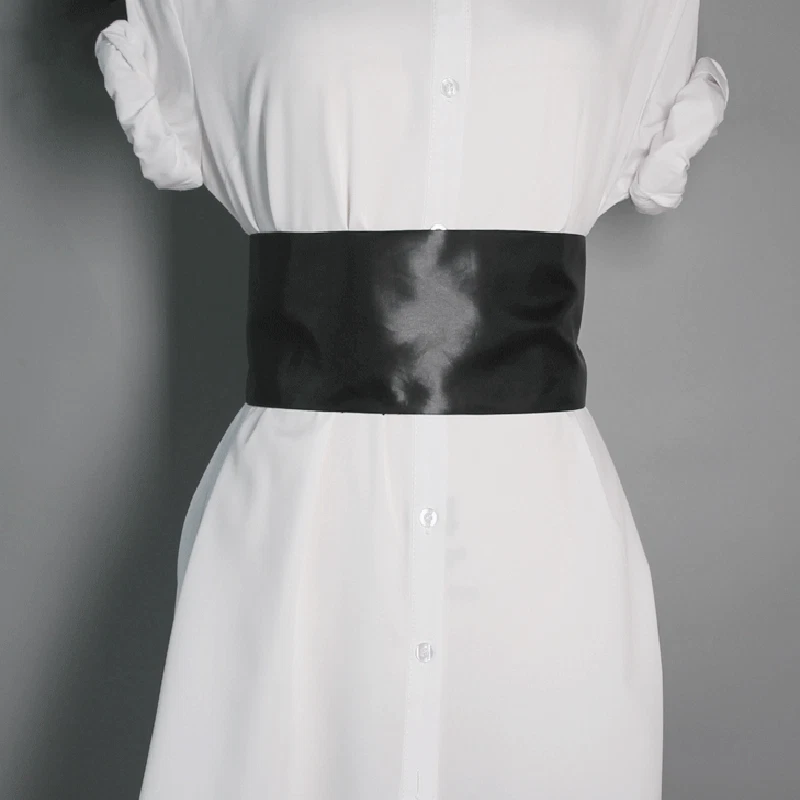 Women Satin Lace Bowknot Belt Waistband Dress Coat Sash Tie Corset Wide Fashion - Image 4 of 4