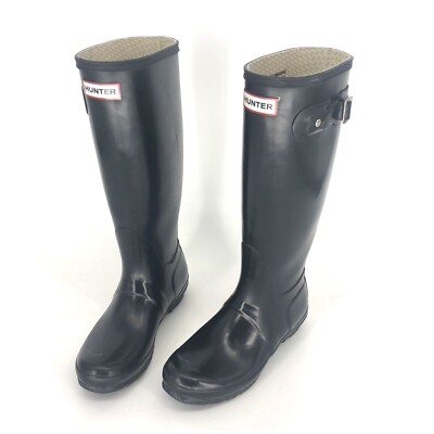 Hunter Rain Boots Original Gloss Tall Black 6 Men's 7 Women's