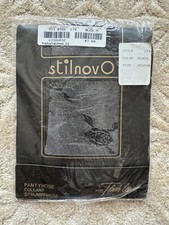 Vtg NOS Stilnovo Pantyhose M Black Floral Lace Italy Paraphernalia Pin Up NIP