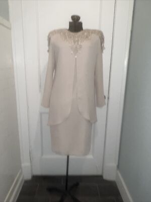 Patra Semi-Formal Dress Beige Floral Pearls Rhinestone Women's Size 8  Petite | eBay