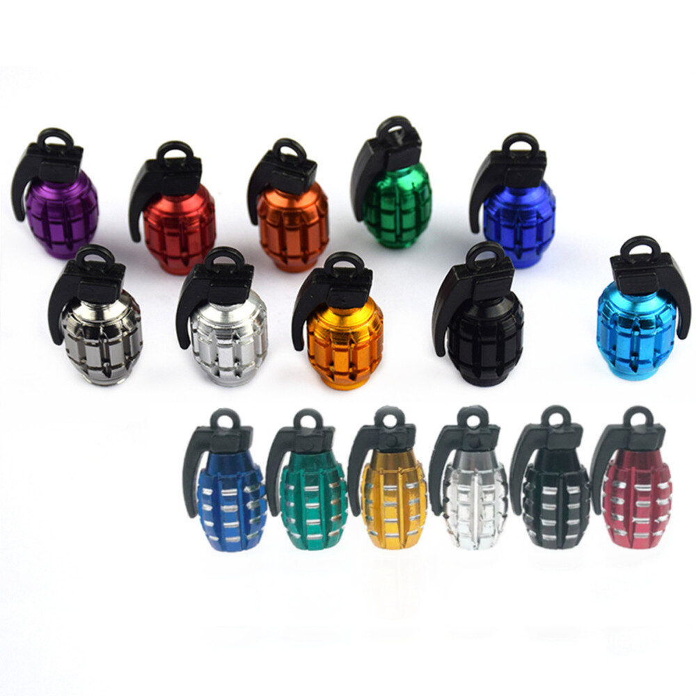 4x Alloy Grenade Tire Valve Stem Caps Wheel Tire Air Valve for ATV UTV Truck Car
