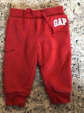 Baby Boys Red Gap Joggers Size 6-12 Months Very Nice