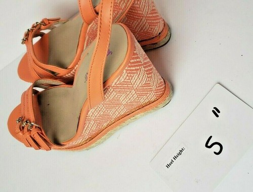 JustFab Zuma in Zuma Orange Wedges Ankle Strap Aztec Geometric Size 8 Womens - Picture 5 of 12