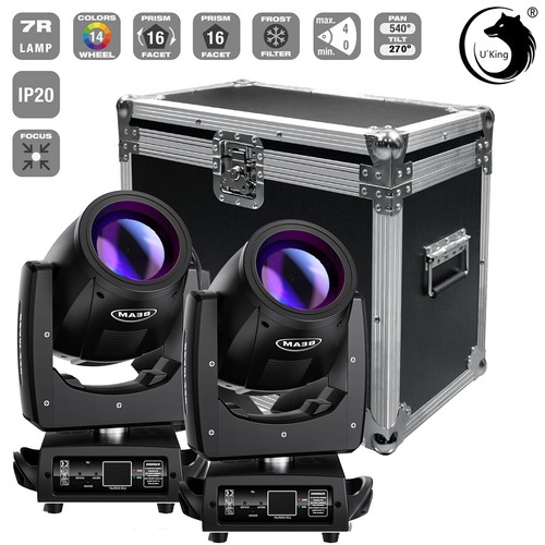 2x 230W 7R Beam Moving Head mit Flightcase LED Spot Gobo 16Prism DMX Bühnenlicht - Bild 1 von 36