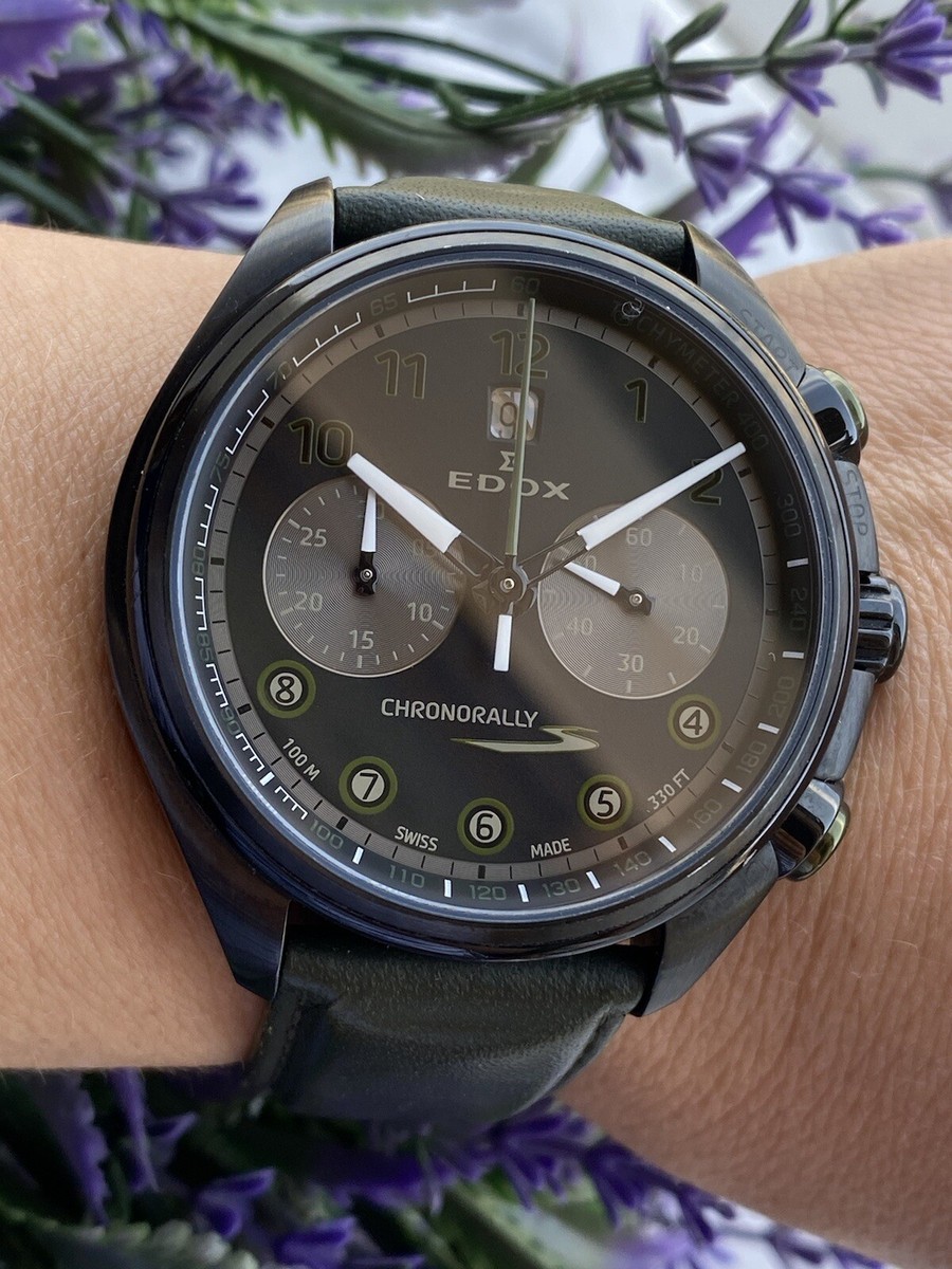 Edox Chronorally S Chronograph Automatic 50 Jewels Mens 47mm