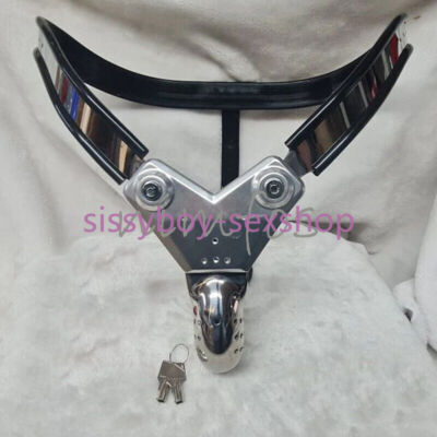 Stainless Steel Male EMCC Chastity Belt Device with Cage T-Type Underwear