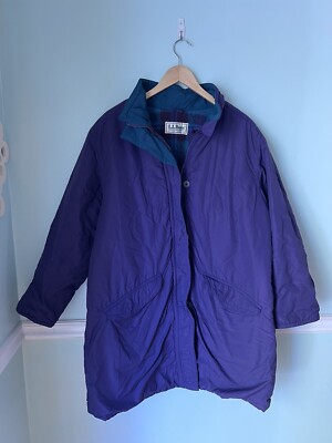 L.L. Bean Jacket Women L Jacket Parka Purple  Lined No Hood Vtg 90s USA