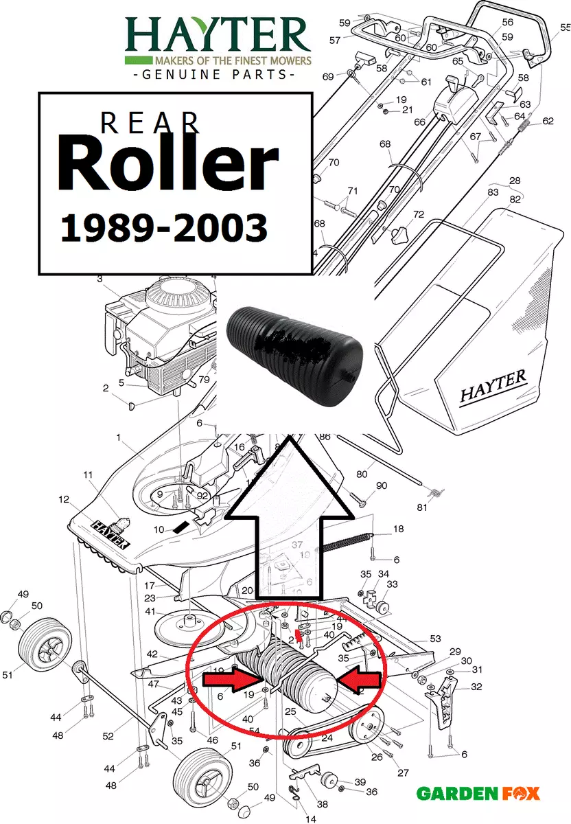 Hayter harrier on sale 41 roller replacement