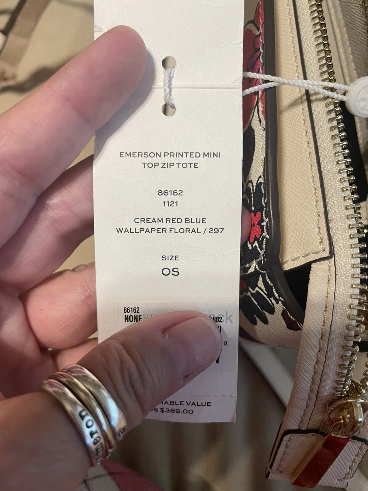 Tote a tracolla nuova con etichette Tory Burch Emerson stampata mini top con cerniera saffiano in pelle