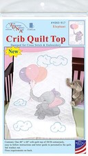 Jack Dempsey Elephant Quilt Top Art Craft Kit for Crib Embroidery 40x60 Inch