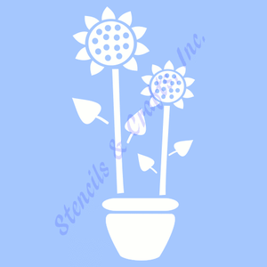 sunflower stencil sunflowers pot