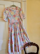 Vintage Laura Ashley Cotton Floral Dress, EUC US 12