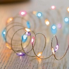 100 LED rainbow coloured pin lights xmas OUTDOOR INDOOR TIMER + batteries