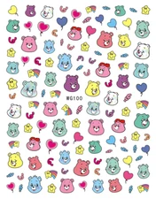 Teddy Bear Sweet Heart Stars Hello Kitty Unicorn 3D Self-Adhesive Nail Sticker