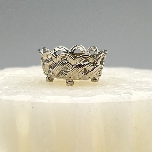 E KUPJACK Artisan STERLING SILVER Pierced Fruit Basket #357 MINIATURE DOLLHOUSE - Picture 3 of 16