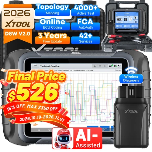 XTOOL D8W V2.0 All System Diagnostic OBD2 Scanner 42+ Services Topology Mapping - product listing photo