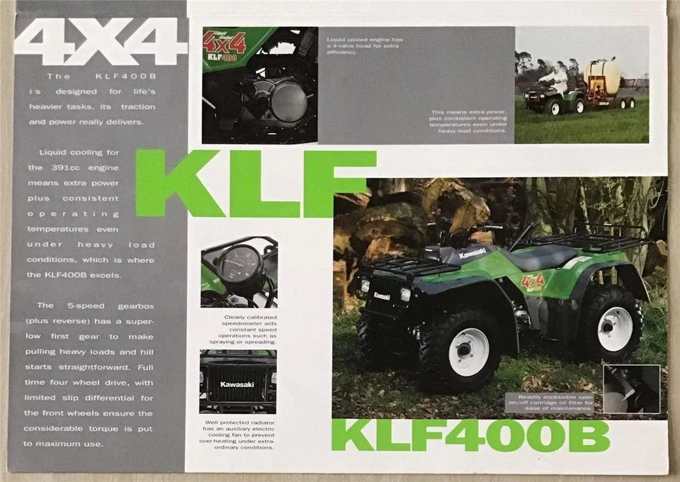 KAWASAKI KLF SERIES ATV Sales Brochure 1993 #99985-4900-03KLF The Green Machines - Image 3 of 4