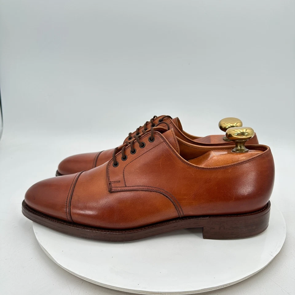 Polo Ralph Lauren Men UK 9.5D US 10D Brown Leather Cap Toe Derby England Shoe - Image 2 of 4