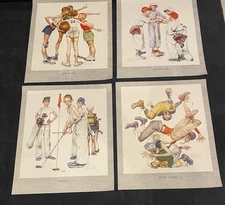 1960’s Norman Rockwell 4 Prints of Boys in Sports- Hotpoint “When We Were Young”