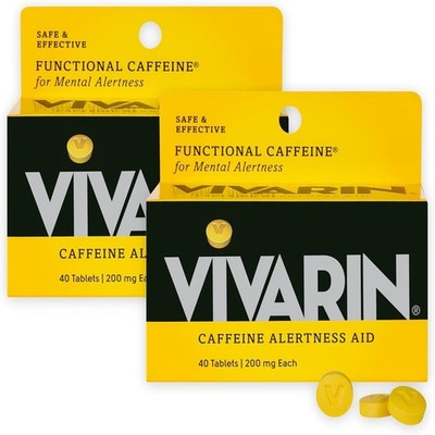 Vivarin Caffeine Pills, 200mg, Stay Awake Supplement, 40 Tablets - 2 Count