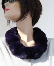 Chinchilla Fur Scarf Boa Loop Collar Necklace Fur Jewelry Trimming Dark Purple