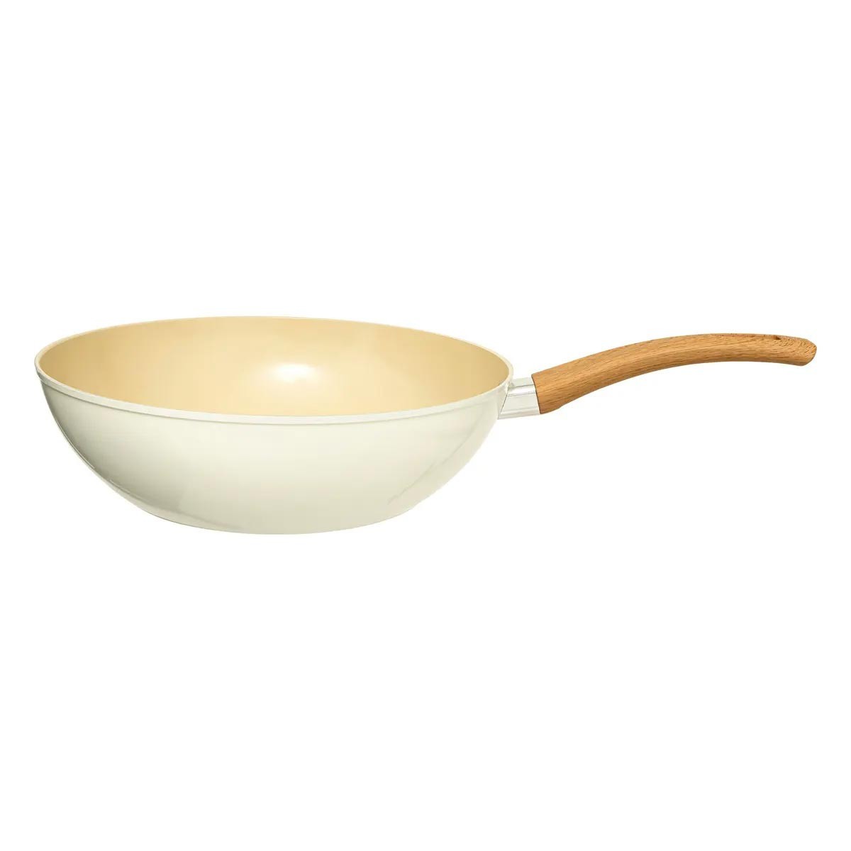 Wok antiadhésif Harmony 28cm beige en aluminium forgé fini les aliments qui attachent