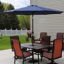9 ft Aluminum Patio Umbrella with Tilt and Crank - Navy Blue by Sunnydaze