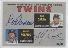 2019 Topps Heritage Real One Dual 6/25 Rod Carew Eddie Rosario Auto HOF xr1