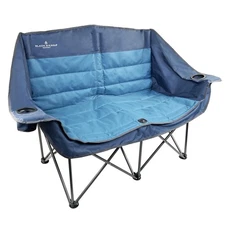 Black Sierra Double Padded Folding Camping Chair, Oversized Folding Camp Sofa...