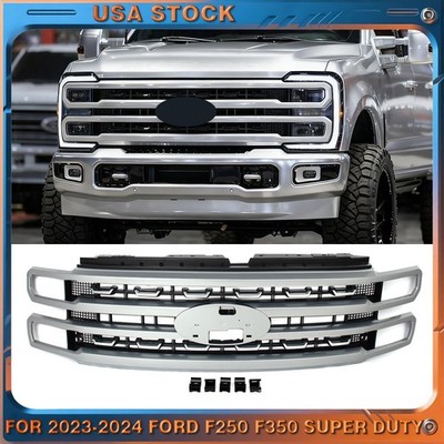 For 2023-2024 Ford F-250 F-350 Super Duty Iconic Silver Front Platinum Grille US