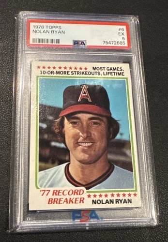 1978 Topps #6 Nolan Ryan 77 Record Breaker - Angels - PSA 5 EX