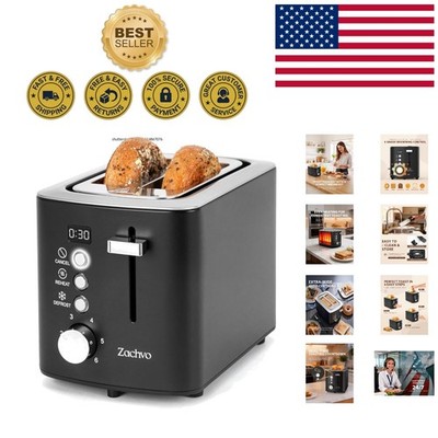Compact 2 Slice Toaster with 6 Shade Settings & Wide Bagel Slots - Black Design
