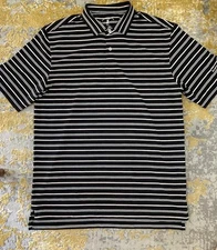 Fairway & Greene Tech Polo LARGE Golf Polo Black w/White Stripes Poly/Spandex