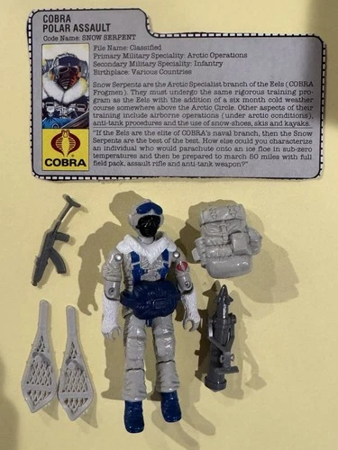 1985 Cobra Snow Serpent v1 Figure Vintage GI Joe ARAH w/ Accessories & Card