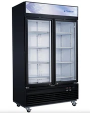NEW 2 Glass Door 47" Freezer Merchandiser Display On Wheels Dukers DSM-41F #3940