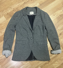 Ann Taylor LOFT Women s 2 Gray Solid Blazer Button Front Lined Pockets