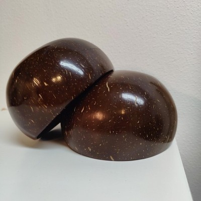 Set Of 2Coconut Shell Bowls Handmade Table Cup 100% Nature Eco Firendly *Read*
