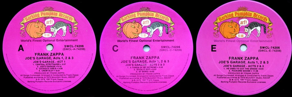 Zappa - Joe's Garage Acts I, II & III 1987 3x LP Box-Set US Barking Pumpkin NM - Bild 3 von 4