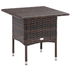 Outdoor Couchtisch braun PE Rattan Stahl verzinkt 50x50x47cm Terrasse eckigXL