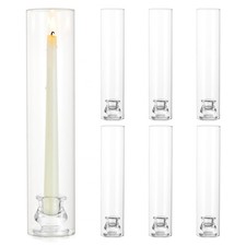 Hurricane Glass Candle Holders: 12" Tall Cylinder Cover Set of 6