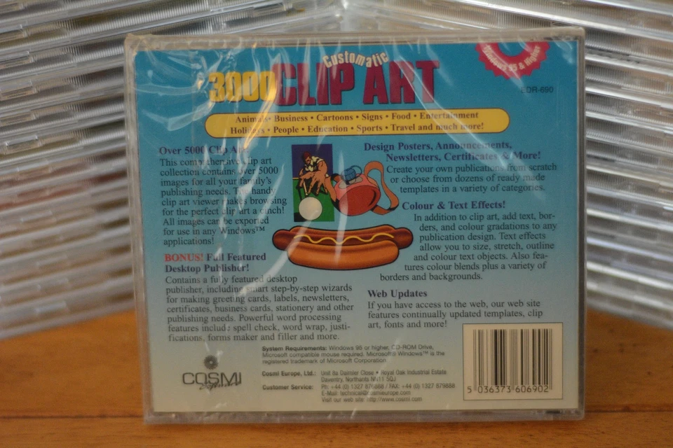 Vintage 1995 Cosmi 3000 Customatic Clip Art CD-ROM DR-680 Sealed Windows PC - Image 2 of 2