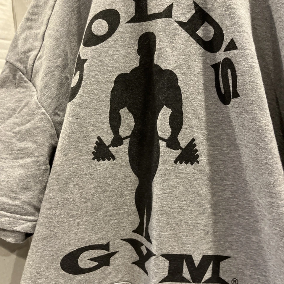 Golds Gym 男式标志训练连帽弹力短袖衬衫 - 灰色 - 大号 — 第 3/4 张图片