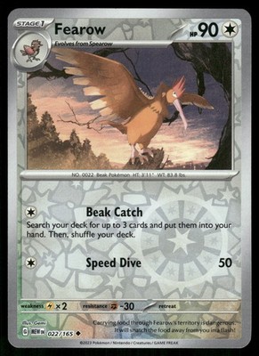 Fearow Reverse Holo Uncommon SV: Scarlet & Violet 151 022/165 LP-NM
