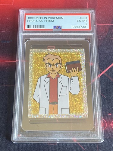 Professor Oak 1999 Merlin Pokemon Prisma Sticker #S33 PSA 6