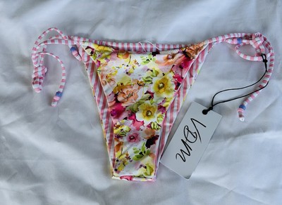 NWT VDM the label multi print floral reversible string bikini bottom small