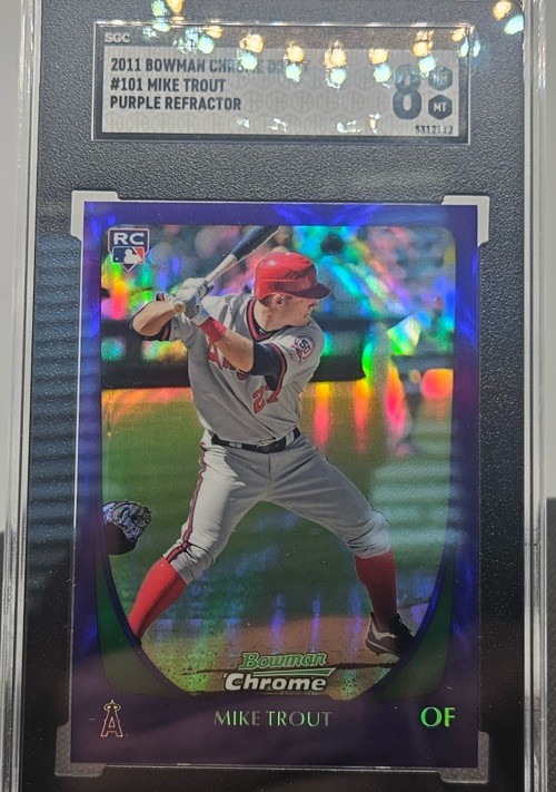 Mike Trout 2011 Bowman Chrome Purple Refractor #101 SGC 8